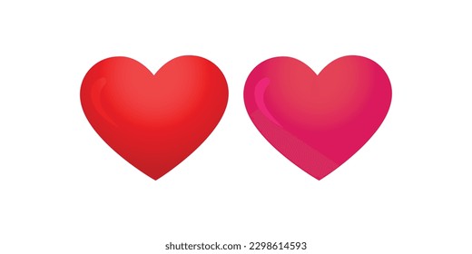 Iconos vectoriales del Corazón Rojo. Forma de corazón del conjunto de vectores