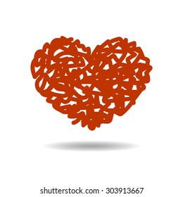 red heart vector illustration eps10 on grey background