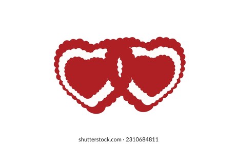 Red heart vector illustration  on white background.