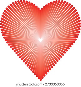 Imagen de Vector de corazón rojo de color semitono. Partículas degradadas que descienden hacia el logotipo del amor central. Celosía pulsante de contorno de Valentina