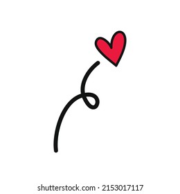 Red heart vector isolated on white background. Heart icon in a flat design. Doodle heart.