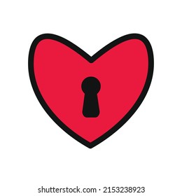 Red heart vector isolated on white background. Heart icon in a flat design. Doodle heart.