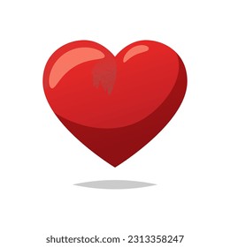 Vector de corazón rojo aislado sobre fondo blanco.
