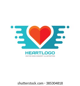 Red heart - vector logo in flat style. Valentine's Day creative sign. Design element. Love symbol. Medicine and healthcare concept illustration. 