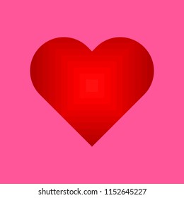 Red heart vector on pink background.