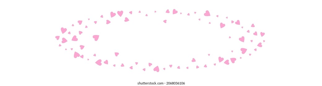 Red Heart Vector Panoramic White Backgound. Fly Hearts Texture. Pink Valentine Papercut Pattern.
