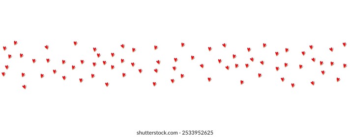 Red Heart Vector Panoramic White Backgound. Paper Papercut Template. Pink Romance Hearts Pattern.