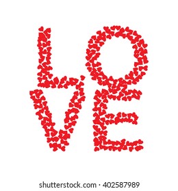 Red Heart Vector Pattern on White Background