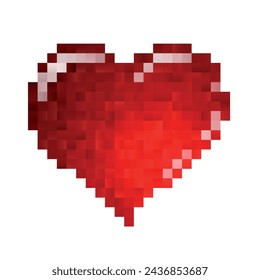 Red heart from vector pixel