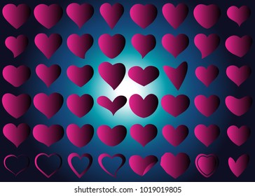 Red heart vector set icon background set for Valentine's day, medical illustration, love story symbol. Health medical flat logo. Romantic amour beautiful shape