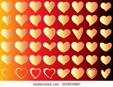 Red heart vector set icon background set for Valentine's day, medical illustration, love story symbol. Health medical flat logo. Romantic amour beautiful shape