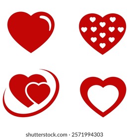 Red heart vector set icon image,minimalist,modern,and elegant icon design,isolated on white background,can be for decoration,sign icon