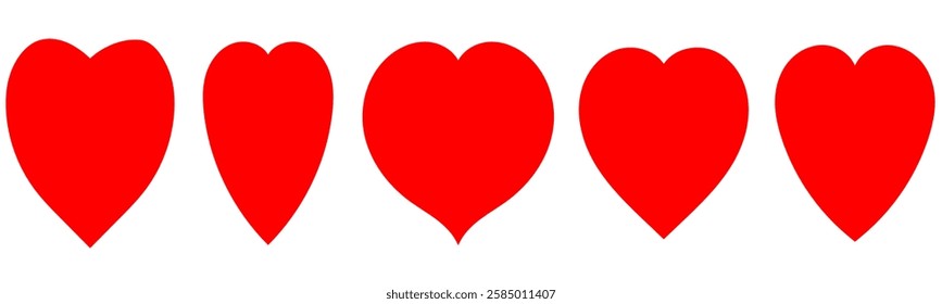 Red heart vector set. Red love 
