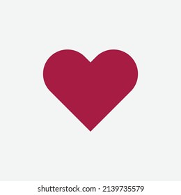 Red heart vector shape on white background. The heart as a symbol of love. Abstract heart shape vector illustration.