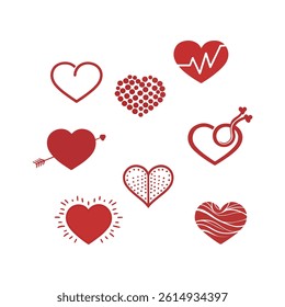 Red heart vector style in white background