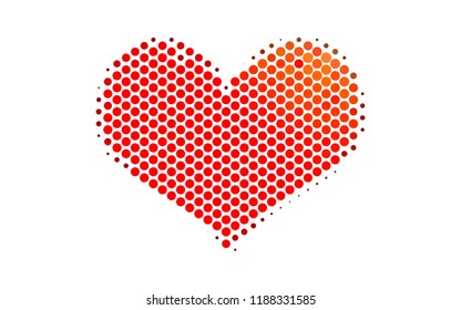Red heart vector texture with disks. Blurred bubbles on abstract backdrop with colorful gradient. Design for posters, banners.