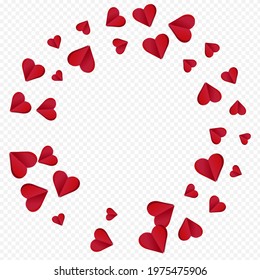 Red Heart Vector Transparent Backgound. Cut Hearts Postcard. Pink Valentine Papercut Wallpaper.