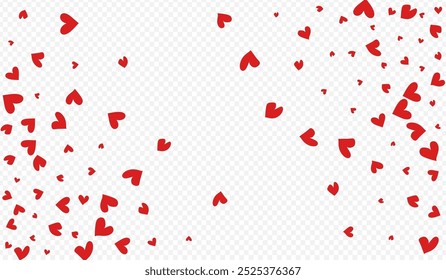 Red Heart Vector Transparent Backgound. Romance Papercut Banner. Burgundy Valentine Confetti Frame.