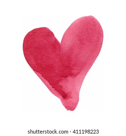 Red heart vector watercolor background. Color smear vector brush stroke. Varnish splash line. Abstract watercolor paint.
