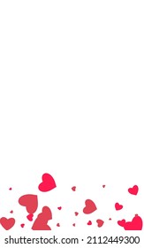 Red Heart Vector White Backgound. Valentine Hearts Poster. Pink 3d Papercut Frame.
