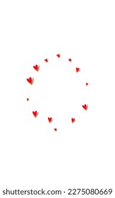 Fondo blanco del vector del corazón rojo. 3.º Diseño De Confetti. Tarjeta de papel romántico de Borgoña.