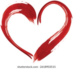 Red heart water color brush