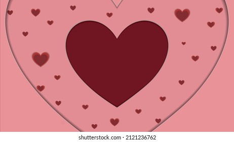 Red heart and wedding  paper cut deep design. Vector Illustration