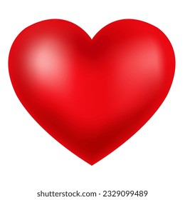 Red Heart With White Background 
With Gradient Mesh, Vector Illustration