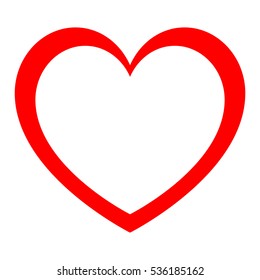 Red heart with white heart in centre. Vector eps 10