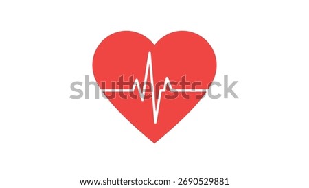 Red Heart with White Electrocardiogram Line heartbeat