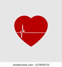 Red heart with white heartbeat line icon