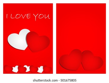 red heart and white heart on red background