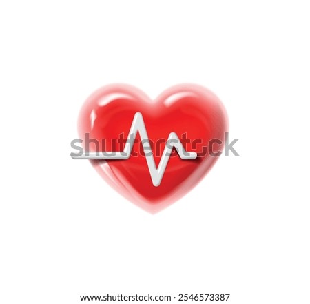 Red heart with white ulse line. Heart pulse, heartbeapt, cardiogram. Healthy lifestyle. Beat measurement