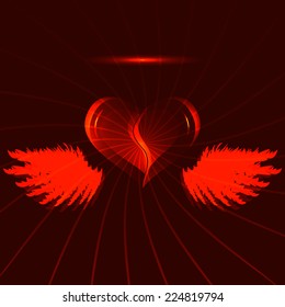 Red heart with wings