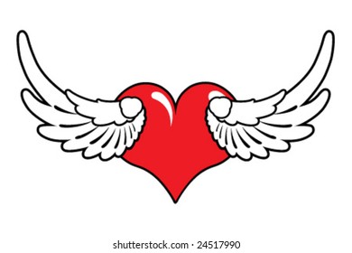 Red Heart Wings Stock Vector (Royalty Free) 24517990 | Shutterstock