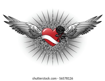 Red heart with wings