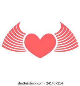 Red heart with wings flat
