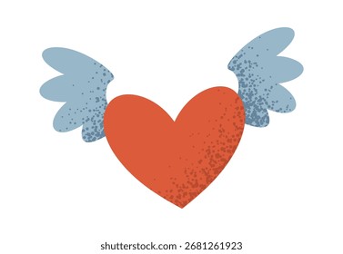 Red heart with wings flying