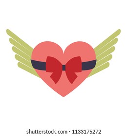 Red Heart with Wings Icon. Vector Illustration. Flat Style. Simple Icon isolated on White Background. Medical, Hospital, Cardio, Health, Heart, Love, Gift Decorative Design.
