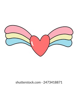 Red heart with wings on both sides