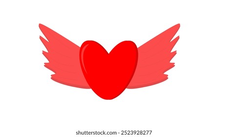 red heart with wings on a white background