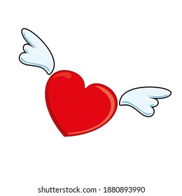 Red heart with wings. Valentine. illustration