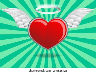 Red heart with wings for Valentines day.