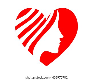 red heart woman silhouette icon