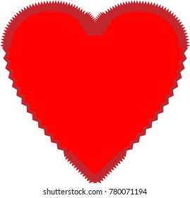 red heart with zig zag patterns 