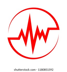 Red Heartbeat icon in the circle. Vector illustration. Medical concept in flat design. Heart Rate