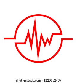 Red Heartbeat icon in the circle. Vector illustration. Medical concept in flat design. Heart Rate