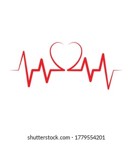 Red heartbeat icon design isolated on white background