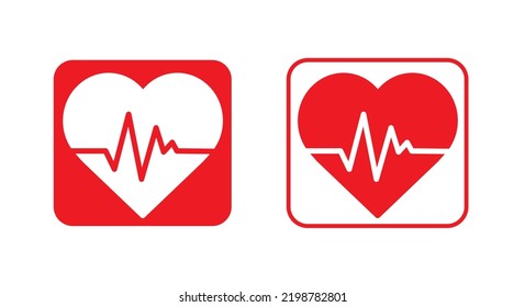 Red heartbeat icon on white background. Pulse Rate Monitor. Vector illustration.