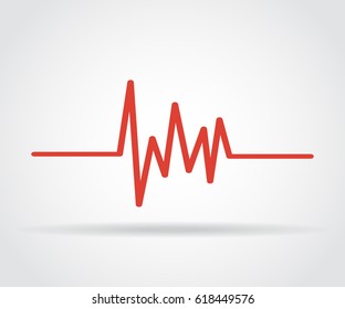 Red heartbeat icon with shadow on a gray background